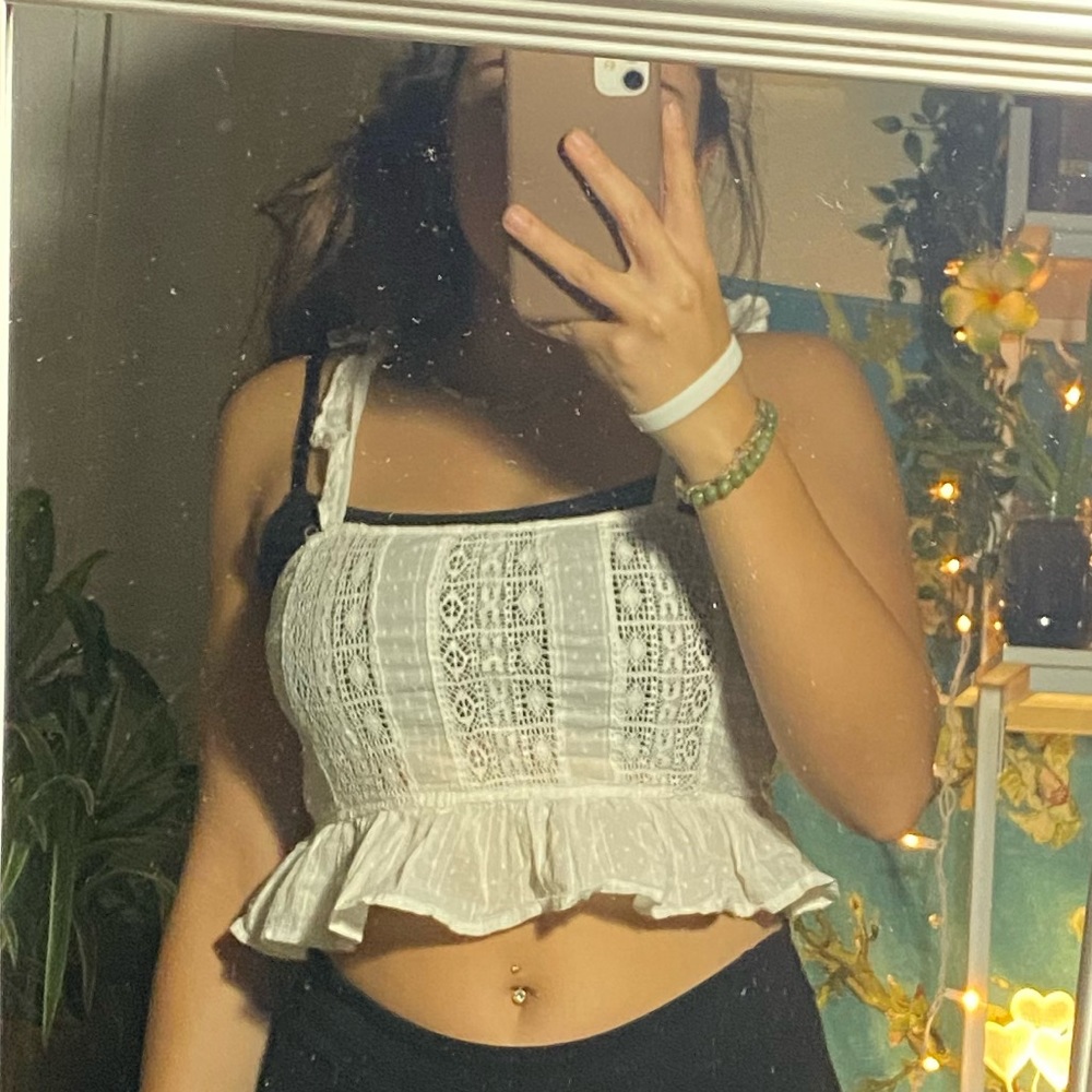 white flowy cropped tank